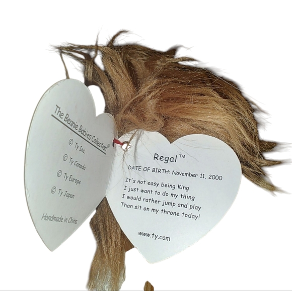 Vintage Ty Beanie Babies Collection "Regal" White and Brown Plush Dog Toy - Picture 5 of 5